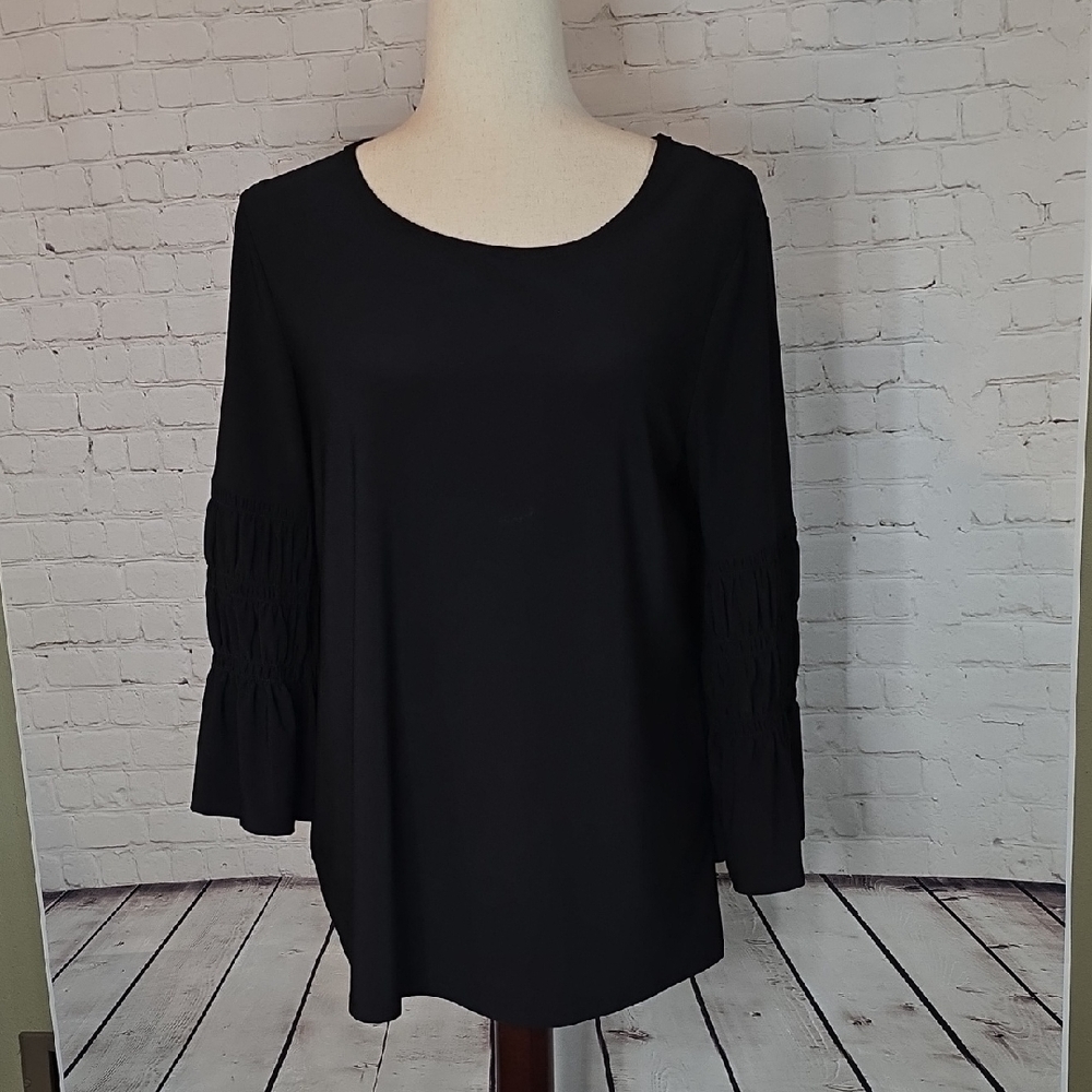 Cato Est. 1946 Black 3/4 Bell Sleeve Knit Top - Size‎ Small